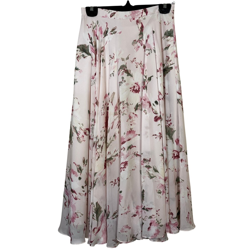 Revelry Pink Floral Chiffon Maxi Skirt 6 Cottagecore Romantic Whimsical